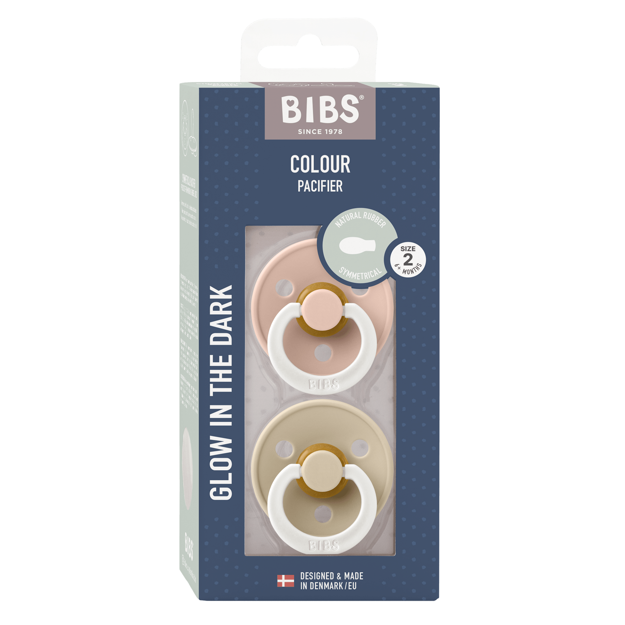 BIBS Pacifier Original COLOUR Latex 2 PK Symmetrical Blush Glow/Vanilla Glow (Min. of 2 PK, multiples of 2 PK) - MAIGHAN DISTRIBUTION CANADA