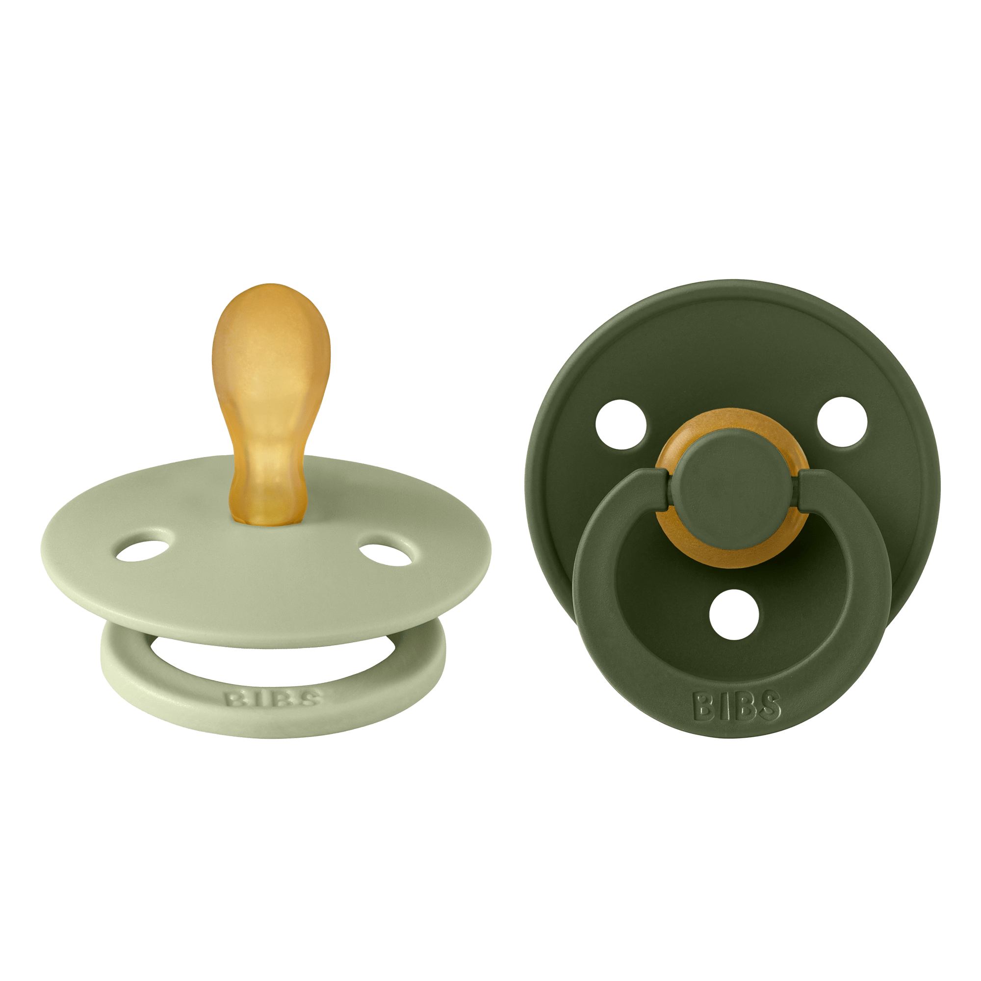 BIBS Pacifier Original COLOUR Latex 2 PK Symmetrical Hunter Green/Sage (Min. of 2 PK, multiples of 2 PK) - MAIGHAN DISTRIBUTION CANADA