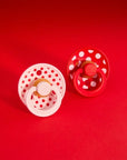 BIBS Pacifier Studio Colour 2 PACK Polka - Blossom/Candy Apple (Min. of 2 PK, multiples of 2 PK) - MAIGHAN DISTRIBUTION CANADA