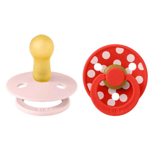 BIBS Pacifier Studio Colour 2 PACK Polka - Blossom/Candy Apple (Min. of 2 PK, multiples of 2 PK) - MAIGHAN DISTRIBUTION CANADA