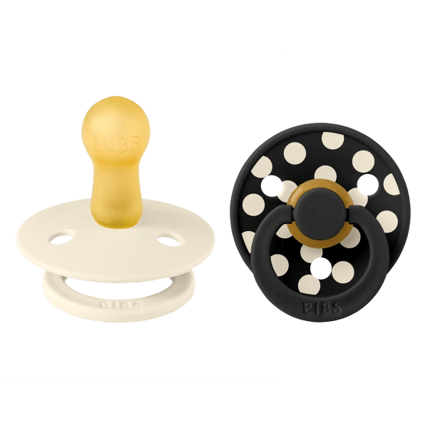 BIBS Pacifier Studio Colour 2 PACK Polka - Ivory/Black (Min. of 2 PK, multiples of 2 PK) - MAIGHAN DISTRIBUTION CANADA