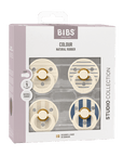 BIBS Pacifier Studio Colour Latex 4 PK Pin Ivory Vanilla Mix/Pin Ivory Steel Blue Mix (Min. of 2 PK, multiples of 2 PK) - MAIGHAN DISTRIBUTION CANADA