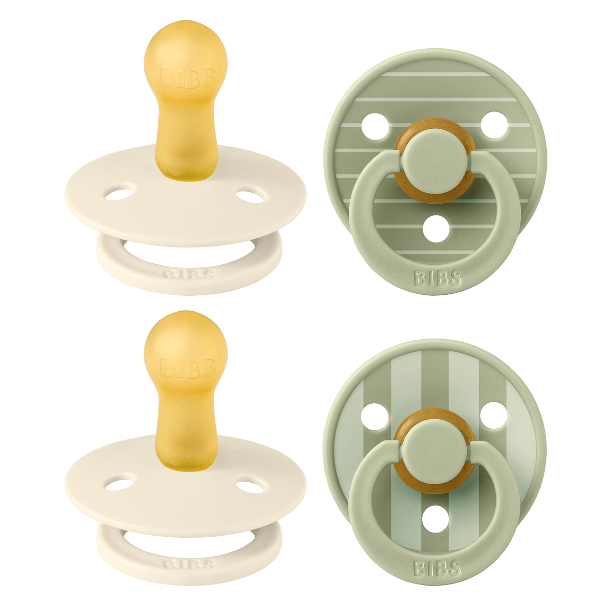 BIBS Pacifier Studio Colour Latex 4 PK Pin Ivory Vanilla Mix/Pin Sage ...