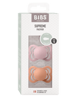BIBS Pacifier SUPREME Silicone 2 PK Pink Plum / Peach (Min. of 2 PK, multiples of 2 PK) - MAIGHAN DISTRIBUTION CANADA