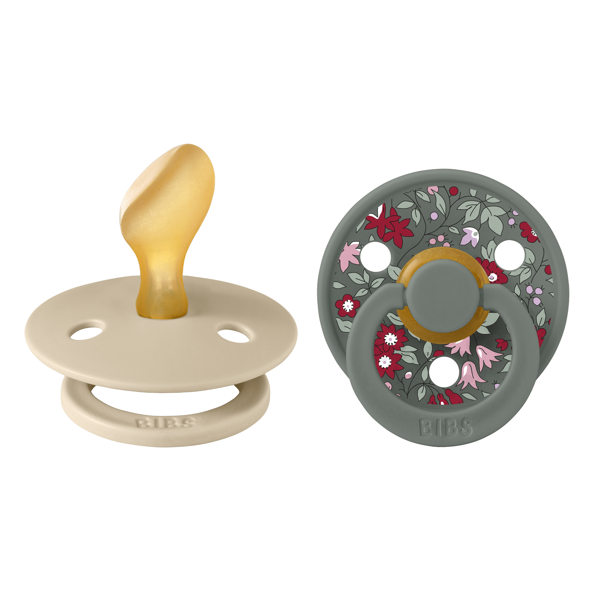 BIBS x Liberty Pacifier Original COLOUR Latex 2 PK Anatomical Chamomile Lawn - Vanilla/Pine(Min. of 2 PK, multiples of 2 PK) - MAIGHAN DISTRIBUTION CANADA