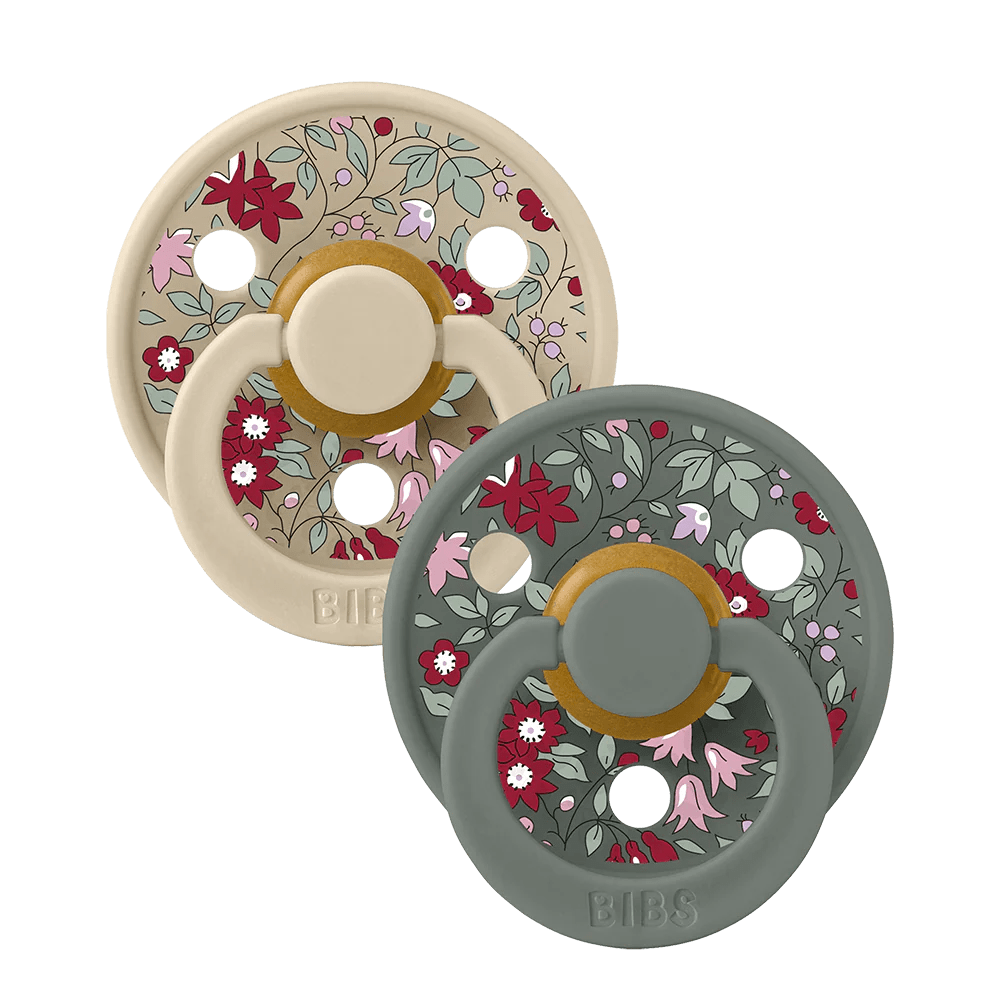 BIBS x Liberty Pacifier Original COLOUR Latex 2 PK Anatomical Chamomile Lawn - Vanilla/Pine(Min. of 2 PK, multiples of 2 PK) - MAIGHAN DISTRIBUTION CANADA