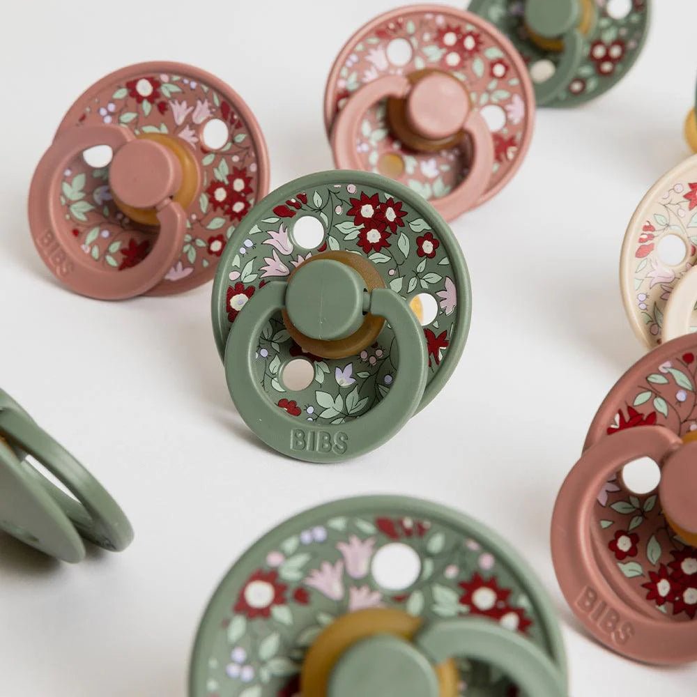 BIBS x Liberty Pacifier Original COLOUR Latex 2 PK Anatomical Chamomile Lawn - Vanilla/Pine(Min. of 2 PK, multiples of 2 PK) - MAIGHAN DISTRIBUTION CANADA