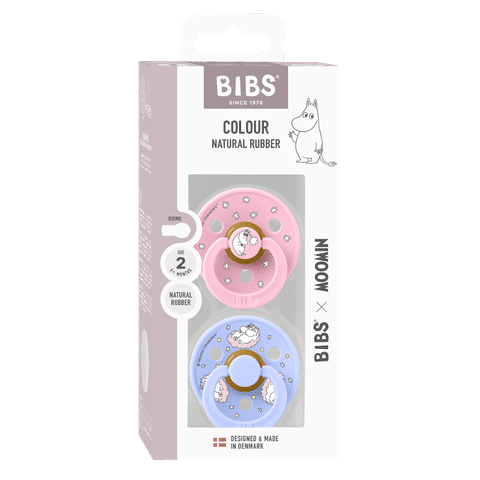 BIBS x Moomin Pacifier Colour 2 pack Dreaming Latex - Baby Pink Mix (Min. of 2 PK, multiples of 2 PK) - MAIGHAN DISTRIBUTION CANADA