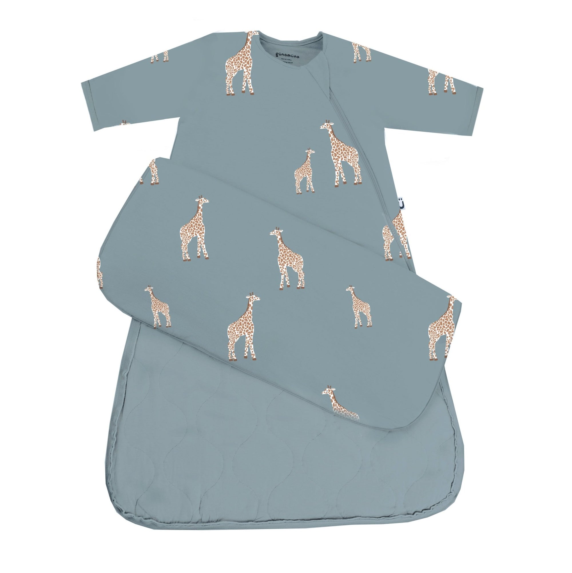 günamüna LONG Sleeve Sleep Sack Duvet Bamboo Giraffe Moss 2.5 TOG (Min of 2, multiples of 2) - MAIGHAN DISTRIBUTION CANADA