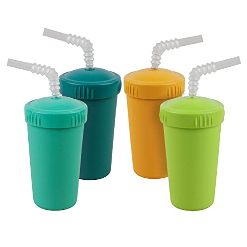 Re play Straw Cups with Bendable Straw | Aqua, Sunny Yellow, Lime Green and Teal