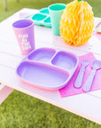 Re-Play 3 PK Packaged Divided Plates Sky blue, Yellow and Aqua (Min. of 2 PK, Multiples of 2 PK)