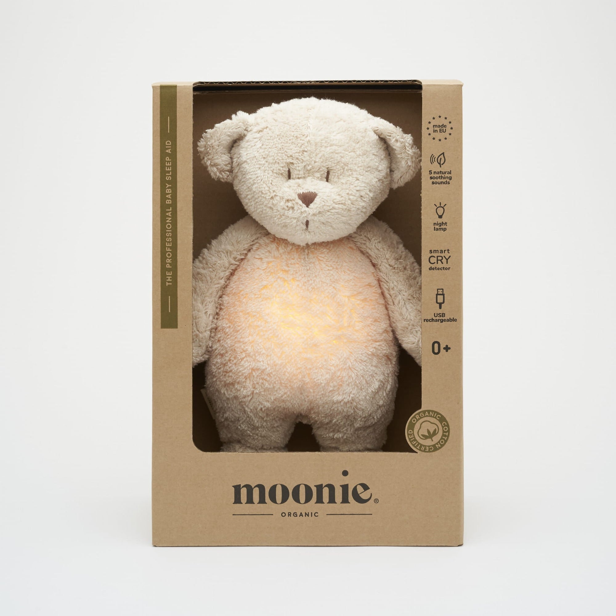 Moonie Organic Humming Bear With Lamp - Sand (Min. of 2 PK, multiples of 2 PK) - MAIGHAN DISTRIBUTION CANADA