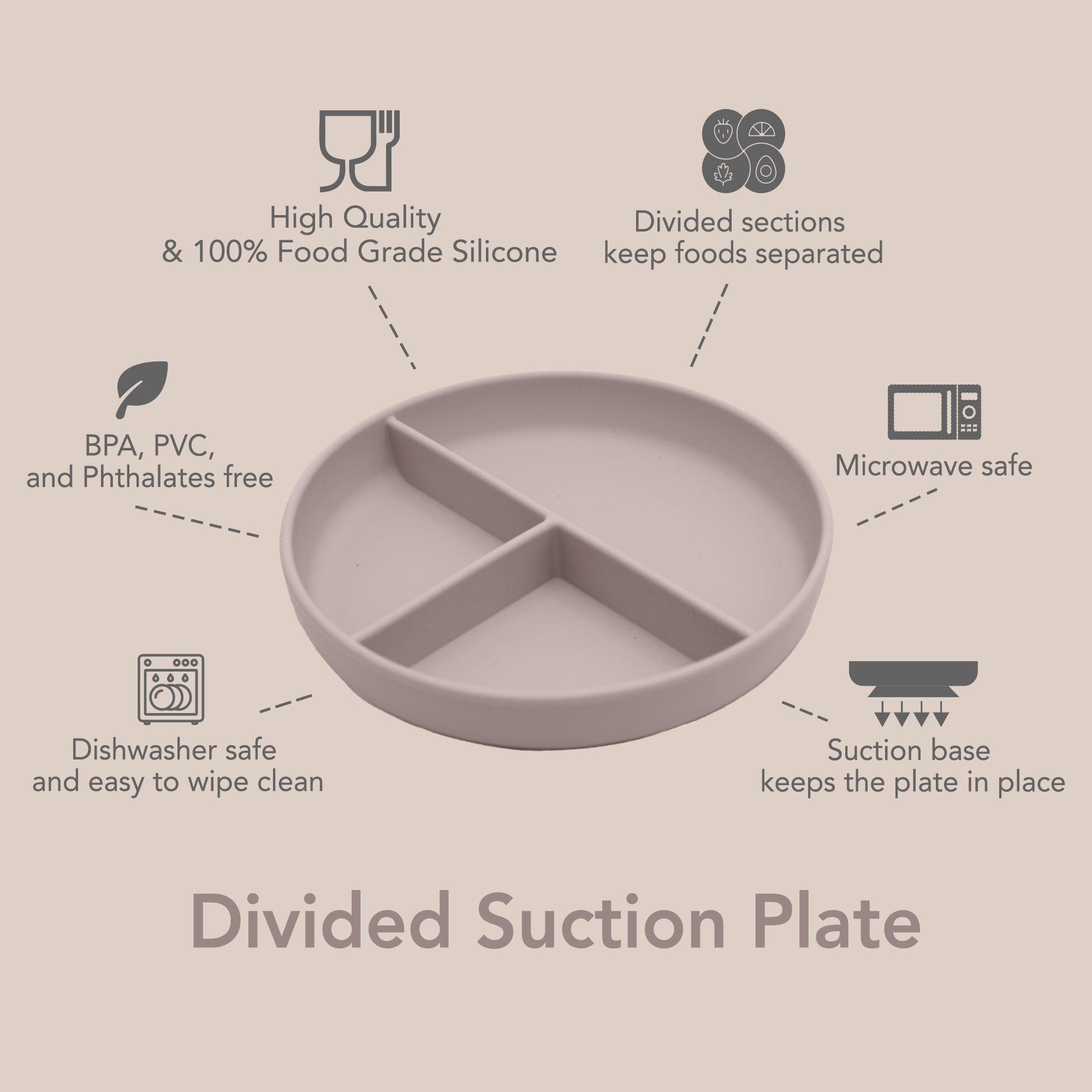 noüka Divided Suction Plate - Shifting Sand (Sold in Case of 2, Qty of 1=2 products) - MAIGHAN DISTRIBUTION CANADA