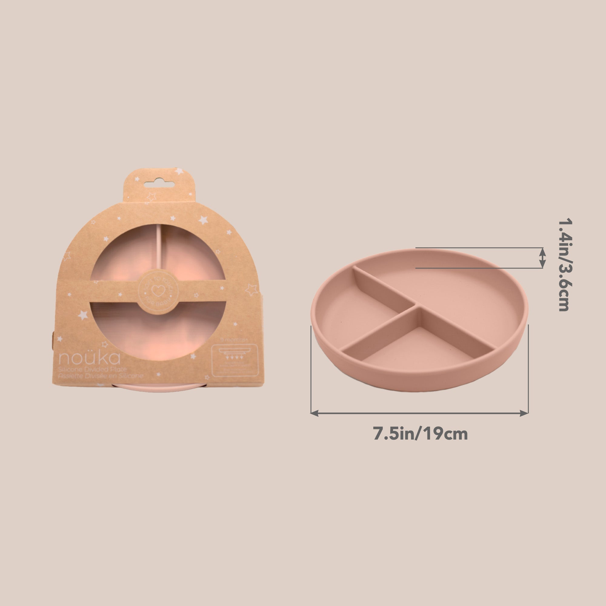 noüka Divided Suction Plate - Shifting Sand (Sold in Case of 2, Qty of 1=2 products) - MAIGHAN DISTRIBUTION CANADA