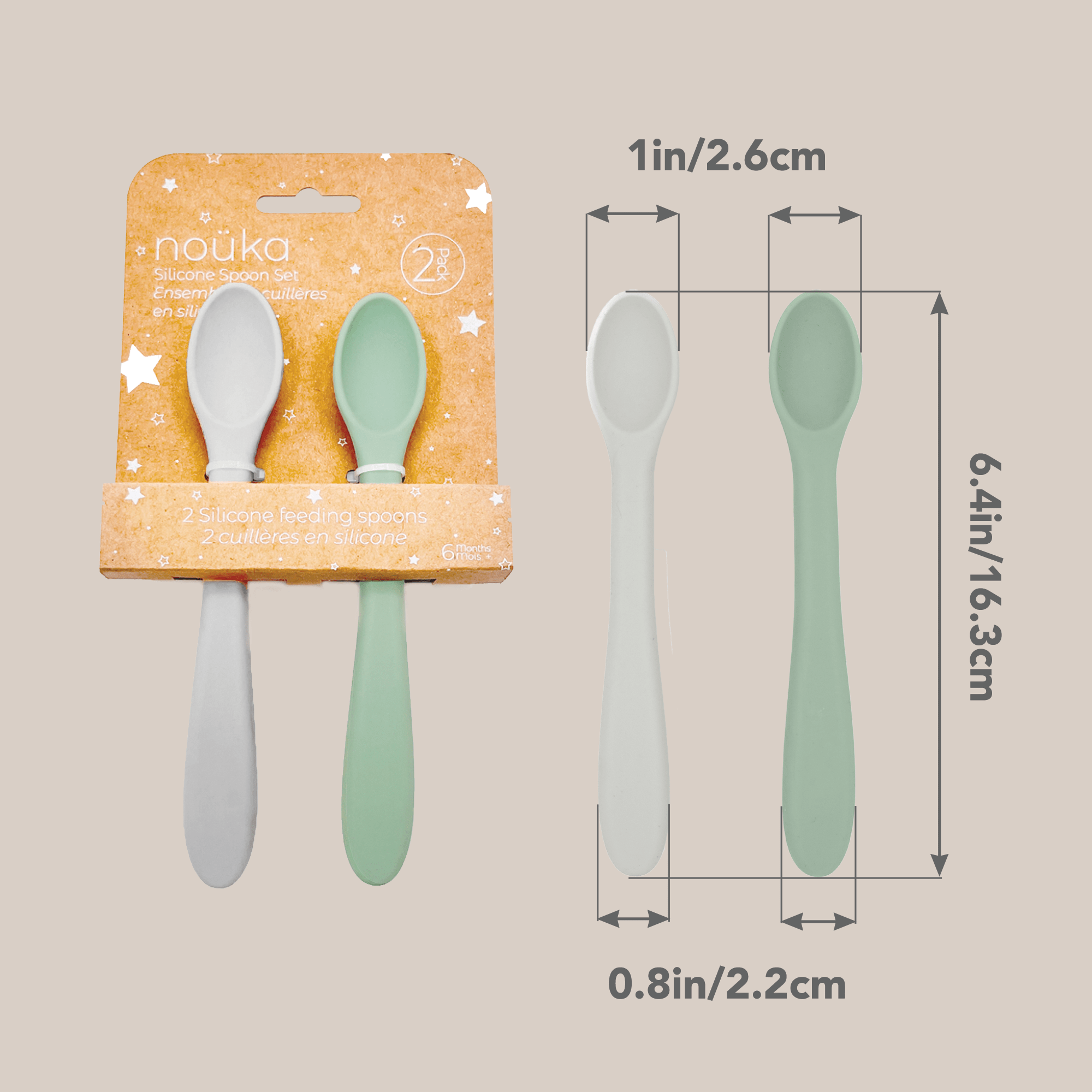 noüka Feeding Spoon Set - Leaf/Light Storm (Min. of 2 PK, Multiples of 2 PK) - MAIGHAN DISTRIBUTION CANADA