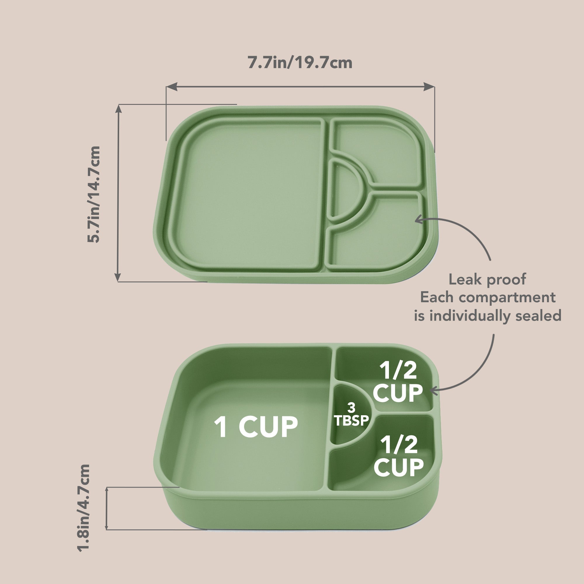 noüka Medium Silicone Sealed Lunch Box - Leaf (Min. of 2 PK, Multiples of 2 PK) - MAIGHAN DISTRIBUTION CANADA