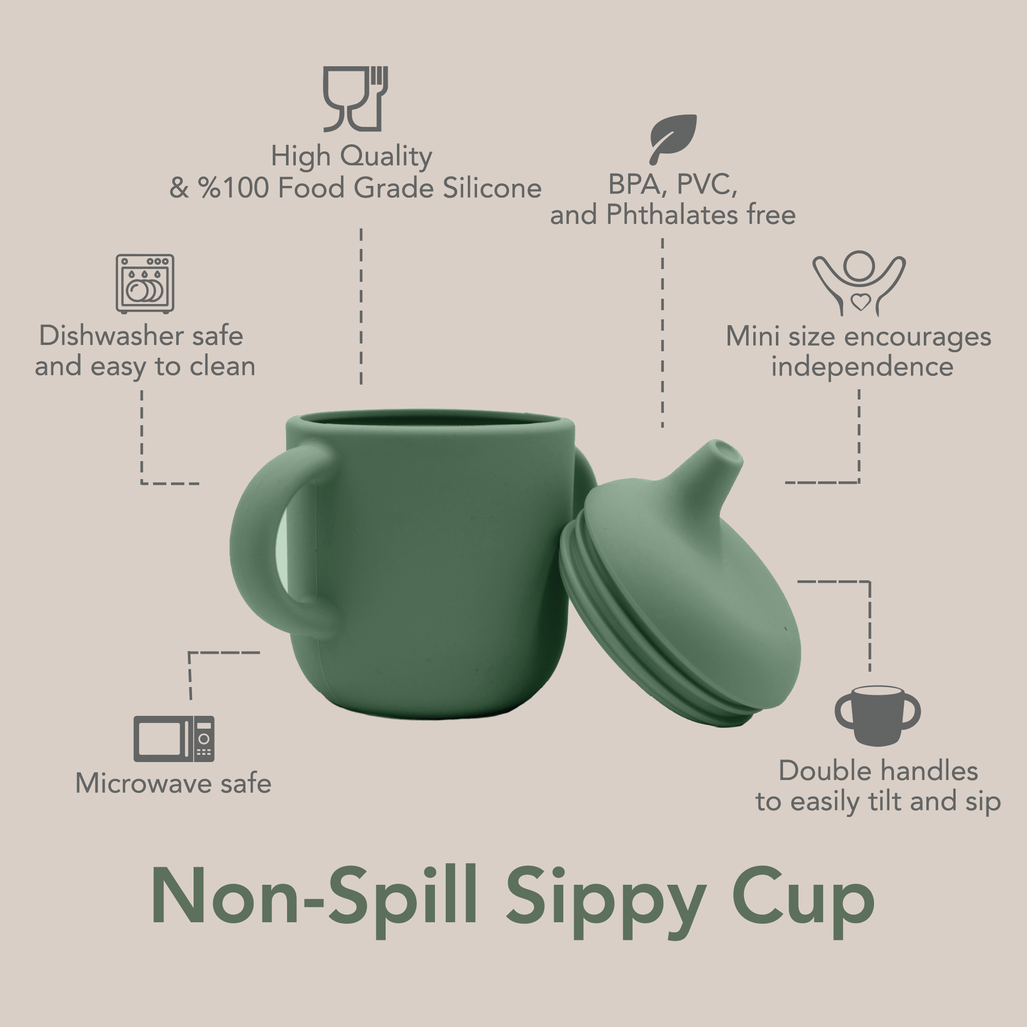 noüka Non - Spill Sippy Cup 2 Pack - Soft Blush/Shifting Sand (Min. of 2 PK, Multiples of 2 PK) - MAIGHAN DISTRIBUTION CANADA