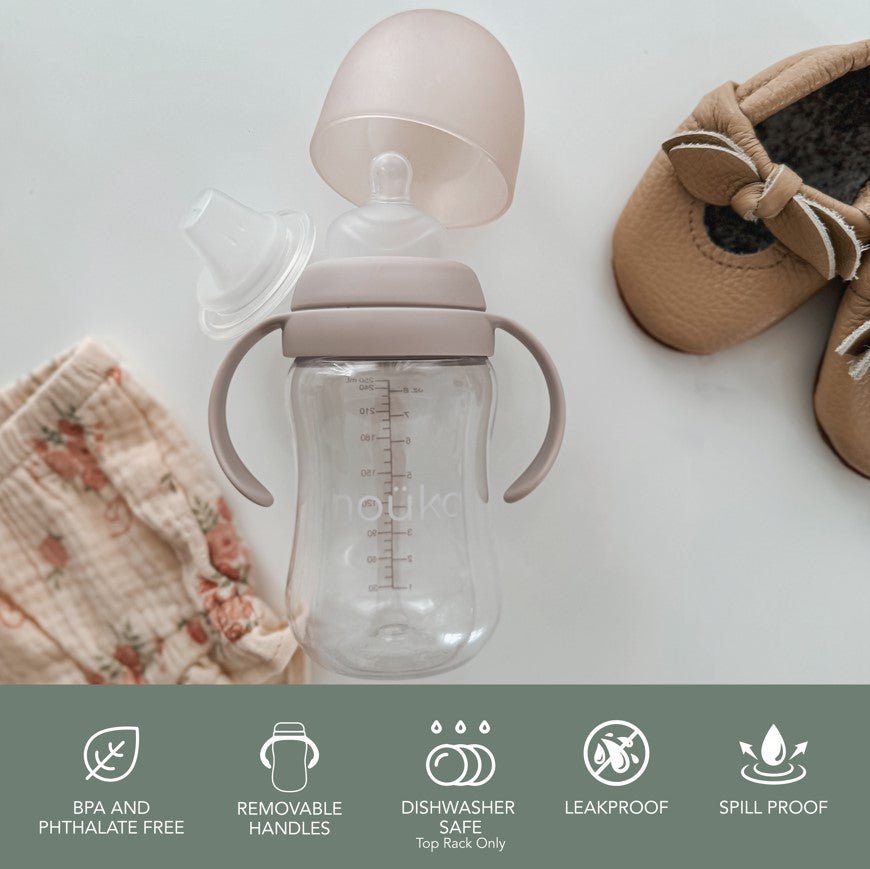 noüka Transitional Baby Bottle/Sippy Cup - Soft Blush (Min. of 2 PK, Multiples of 2 PK) - MAIGHAN DISTRIBUTION CANADA