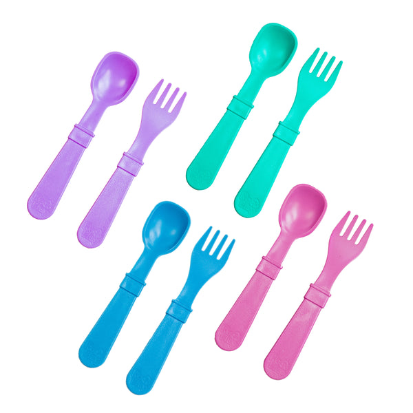 Re-Play 8 PK Packaged Utensils -  Sky Blue, Purple, Aqua and Bright Pink  (Min. of 2 PK, Multiples of 2 PK)