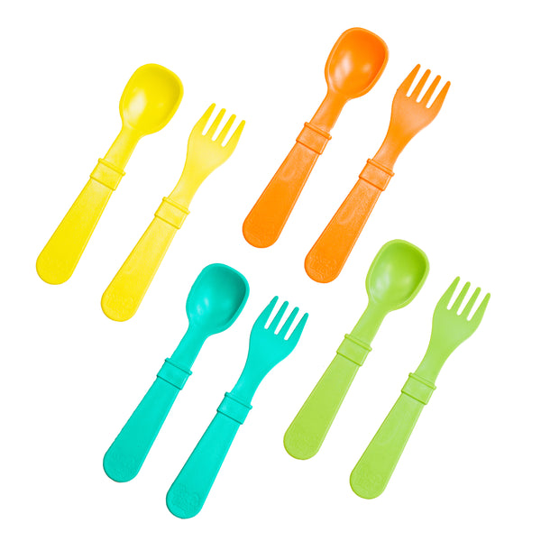 Re-Play 8 PK Packaged Utensils -  Orange, Lime Green, Yellow and Aqua  (Min. of 2 PK, Multiples of 2 PK)