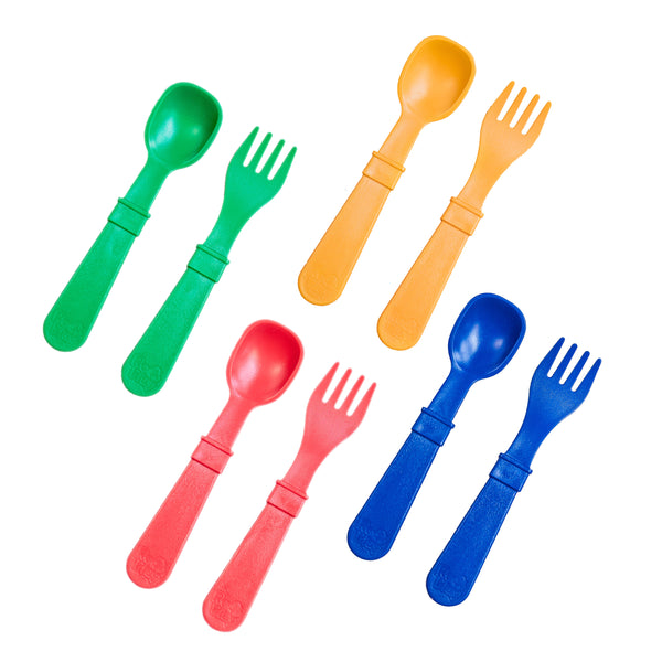 Re-Play 8 PK Packaged Utensils - Kelly Green, Sunny yellow , Red, Navy (Min. of 2 PK, Multiples of 2 PK)