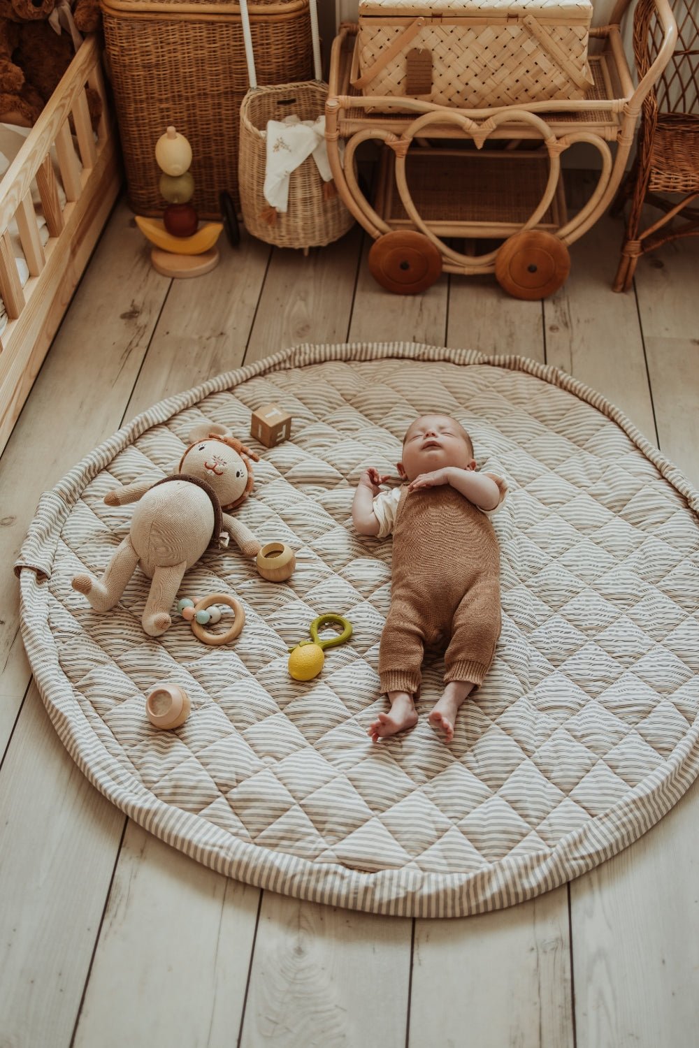 Play&amp;Go Stripes Blue noomad Organic Babymat (Min of 1, multiples of 1) - MAIGHAN DISTRIBUTION CANADA