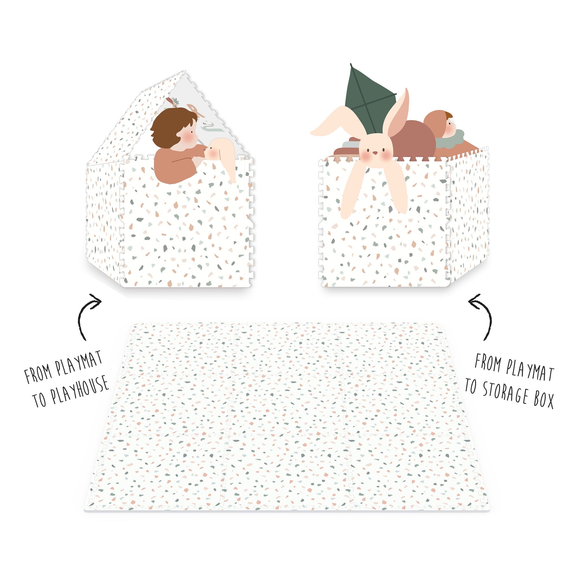 Play&Go Tiloo EEVAA Puzzlemat, Storage box & Mini house - Alphabet/Terrazzo (Min of 1, multiples of 1) - MAIGHAN DISTRIBUTION CANADA