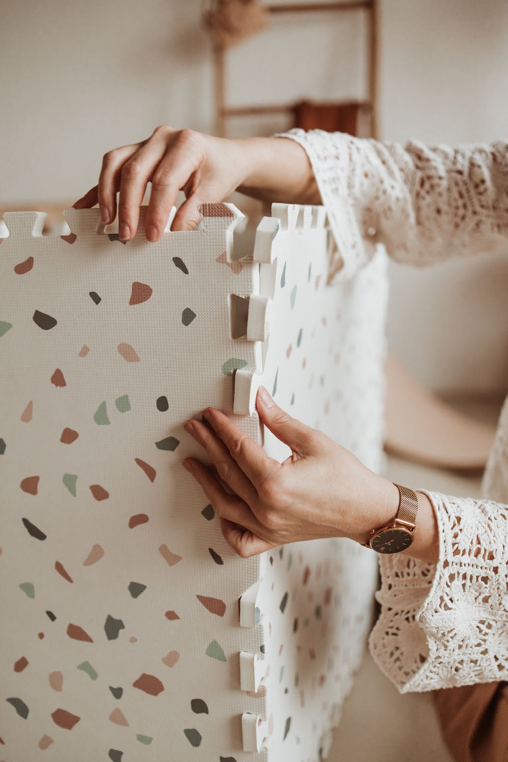 Play&amp;Go Tiloo EEVAA Puzzlemat, Storage box &amp; Mini house - Alphabet/Terrazzo (Min of 1, multiples of 1) - MAIGHAN DISTRIBUTION CANADA