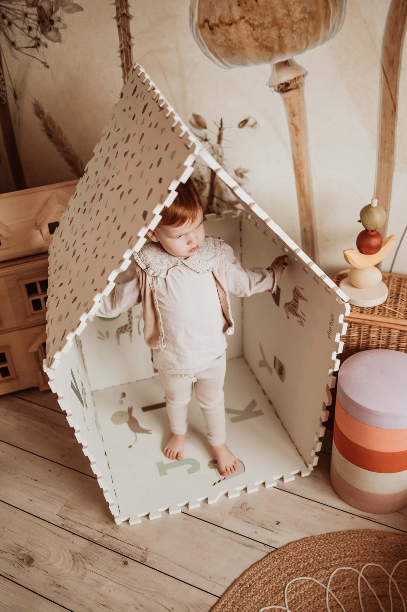 Play&amp;Go Tiloo EEVAA Puzzlemat, Storage box &amp; Mini house - Alphabet/Terrazzo (Min of 1, multiples of 1) - MAIGHAN DISTRIBUTION CANADA