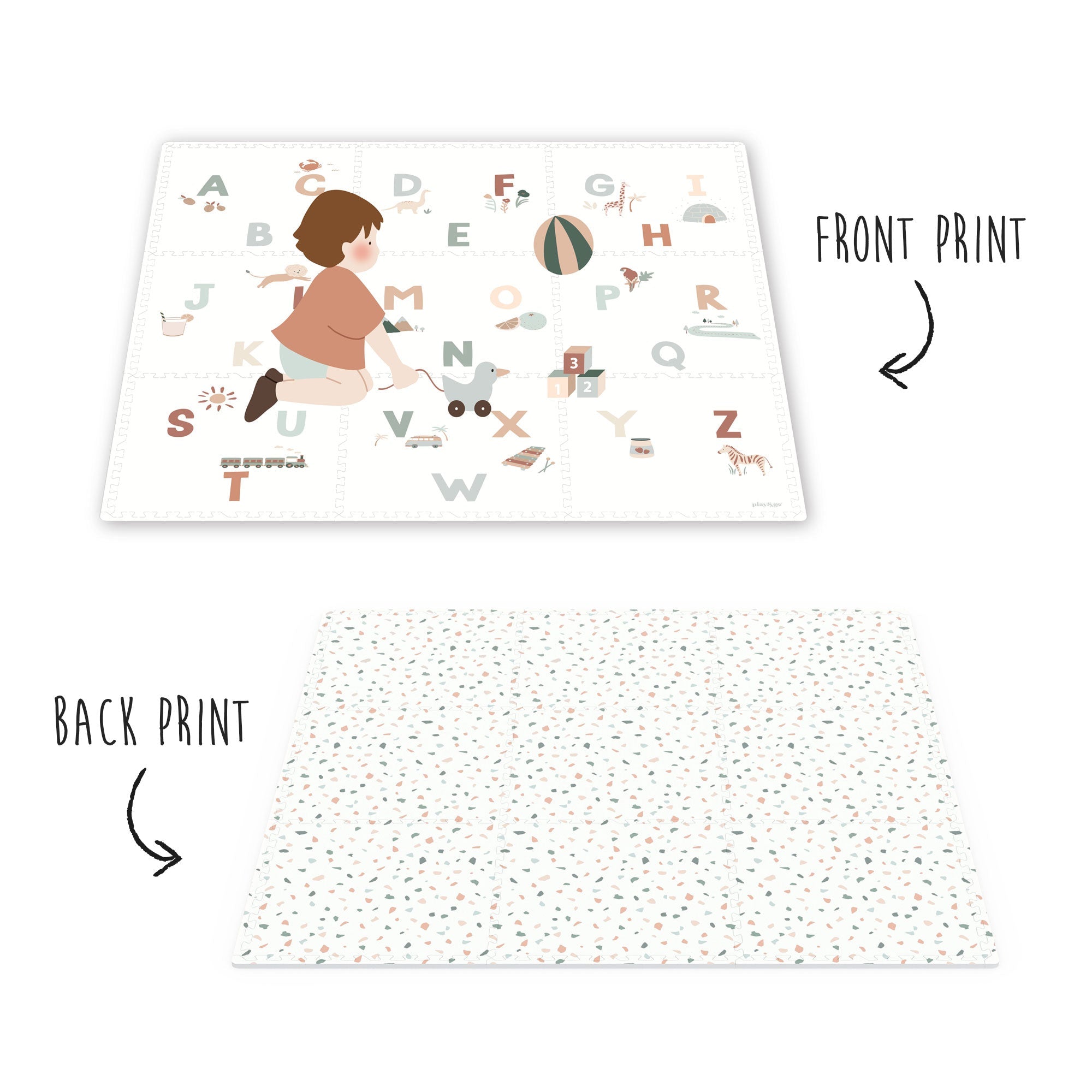 Play&Go Tiloo EEVAA Puzzlemat, Storage box & Mini house - Alphabet/Terrazzo (Min of 1, multiples of 1) - MAIGHAN DISTRIBUTION CANADA