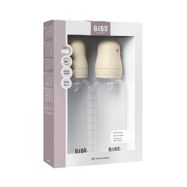 BIBS Baby Bottle Round Silicone 2 pack 270 ml Medium Flow Ivory (Min. of 2 PK , multiples of 2 PK)