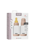 BIBS Glass Baby Bottle Round Latex 2 pack 240 ml Medium Flow Blush (Min. of 2 PK , multiples of 2 PK)