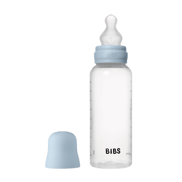 BIBS BPA-Free PP Baby Bottle Round Silicone 1 pack 270 ml Medium Flow Baby Blue (Min. of 2 PK , multiples of 2 PK)