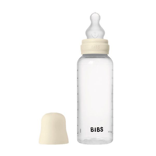 BIBS Plastic Baby Bottle Round Silicone 1 pack 270 ml Medium Flow Ivory(Min. of 2 PK , multiples of 2 PK)