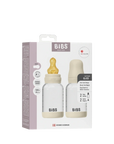 BIBS Glass Baby Bottle Round Latex 2 pack 120 ml Slow Flow Ivory (Min. of 2 PK , multiples of 2 PK)