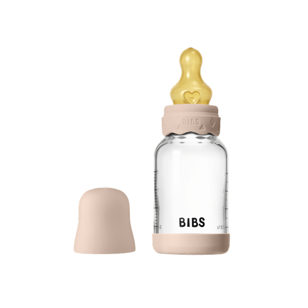 BIBS Glass Boheme Baby Bottle Round Latex 120ml Slow Flow - Blush (Min. of 2 PK , multiples of 2 PK)