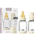 BIBS Glass Baby Bottle Round Latex 2 pack 120 ml Slow Flow Ivory (Min. of 2 PK , multiples of 2 PK)