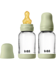 BIBS Glass Baby Bottle Round Latex 2 pack 240 ml Medium Flow Sage (Min. of 2 PK , multiples of 2 PK)