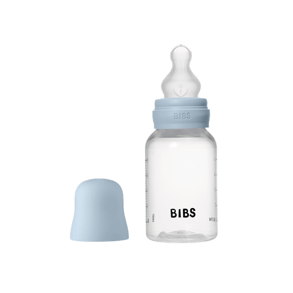 BIBS Baby Bottle Round Silicone 1 pack 150 ml Slow Flow Baby Blue (Min. of 2 PK , multiples of 2 PK)