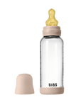 BIBS Glass Baby Bottle Round Latex 1 pack 240 ml Medium Flow Blush (Min. of 2 PK , multiples of 2 PK)