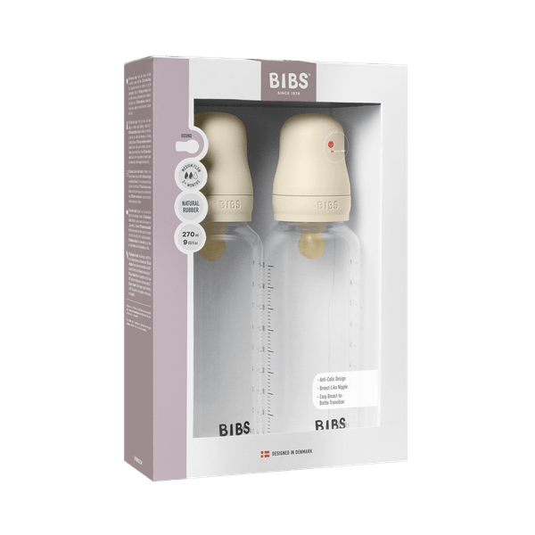 BIBS Baby Bottle Round Latex 2 pack 270 ml Medium Flow Ivory (Min. of 2 PK , multiples of 2 PK)