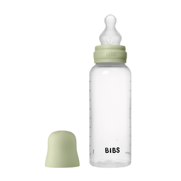 BIBS Baby Bottle Round Silicone 1 pack 270 ml Medium Flow Sage (Min. of 2 PK , multiples of 2 PK)