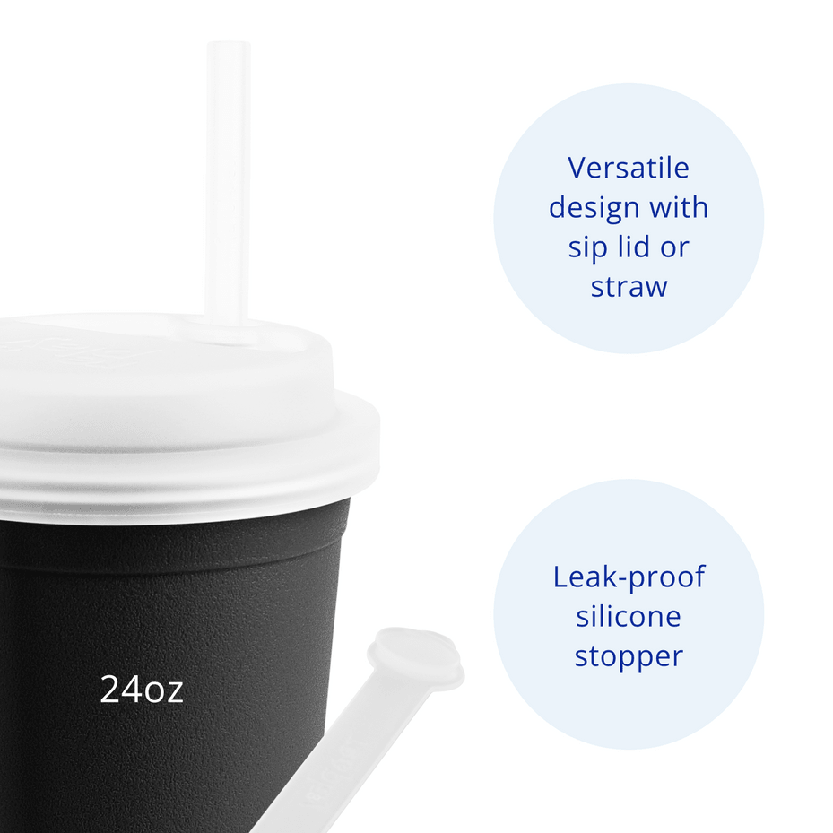 Re - Play 24oz Drinking Cup with Lid and Straw (Adult) - Black (Min. of 2 PK, Multiples of 2 PK) - MAIGHAN DISTRIBUTION CANADA