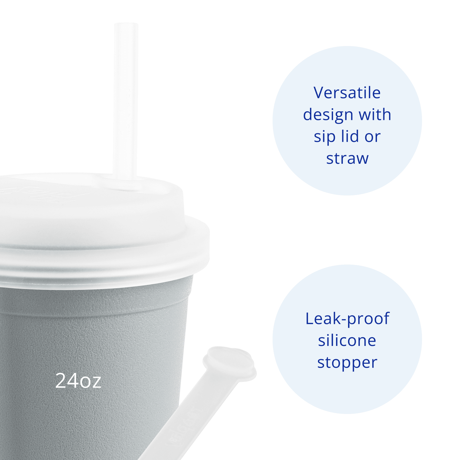 Re - Play 24oz Drinking Cup with Lid and Straw (Adult) - Grey (Min. of 2 PK, Multiples of 2 PK) - MAIGHAN DISTRIBUTION CANADA