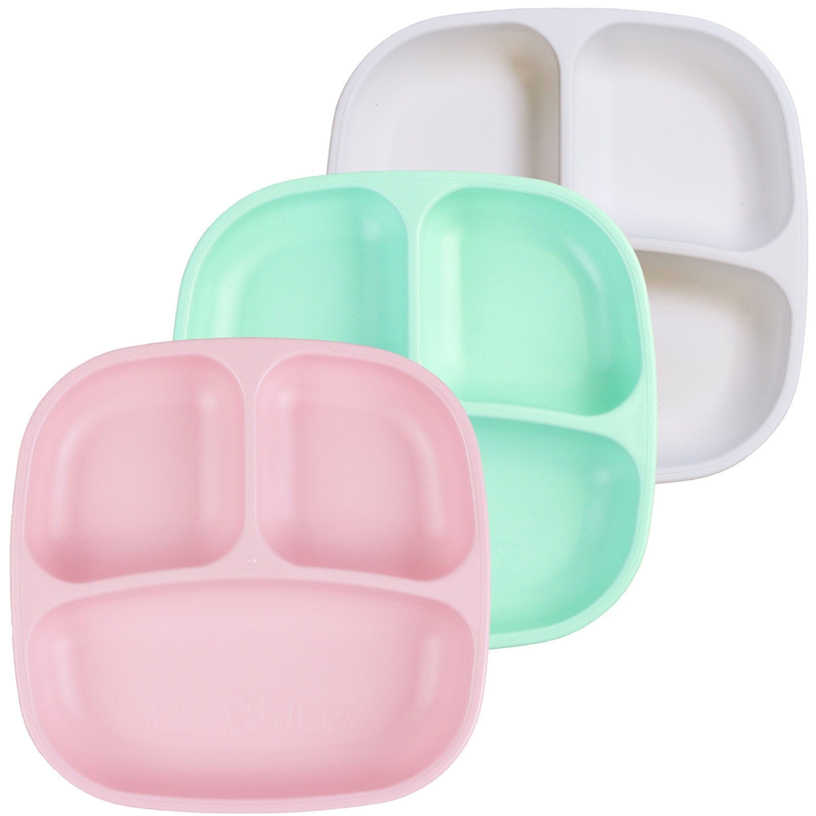 Re - play 3 PK Packaged Divided Plates, Ice Pink, White, Mint (Min. of 2 PK, Multiples of 2 PK) - MAIGHAN DISTRIBUTION CANADA