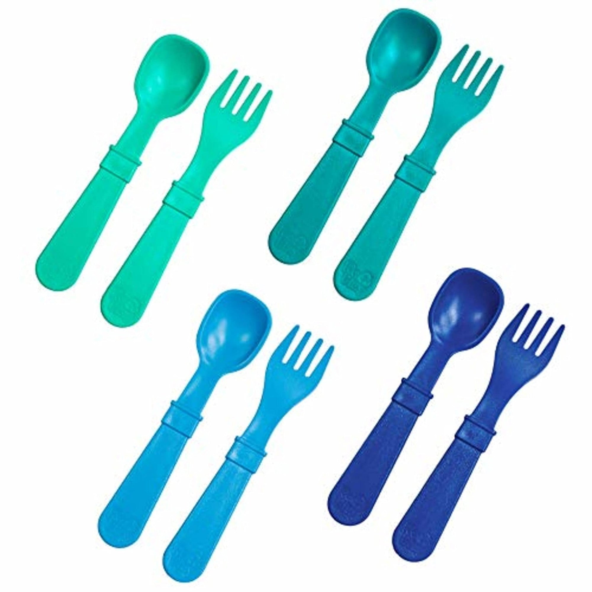 Re - Play 8 PK Packaged Utensils - Navy, Sky Blue, Aqua, Teal (Min. of 2 PK, Multiples of 2 PK) - MAIGHAN DISTRIBUTION CANADA