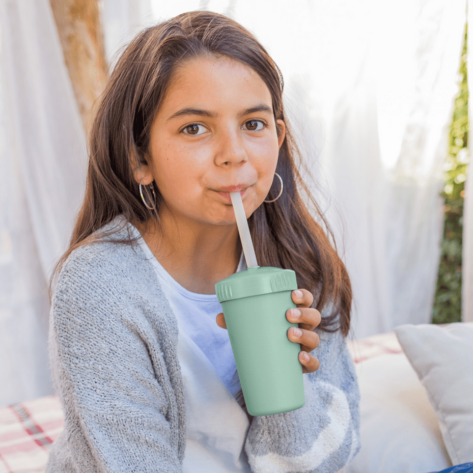 Re - Play Straw Cup with Lid & Straw Assembled - Sage (Min. of 2 PK, Multiples of 2 PK) - MAIGHAN DISTRIBUTION CANADA