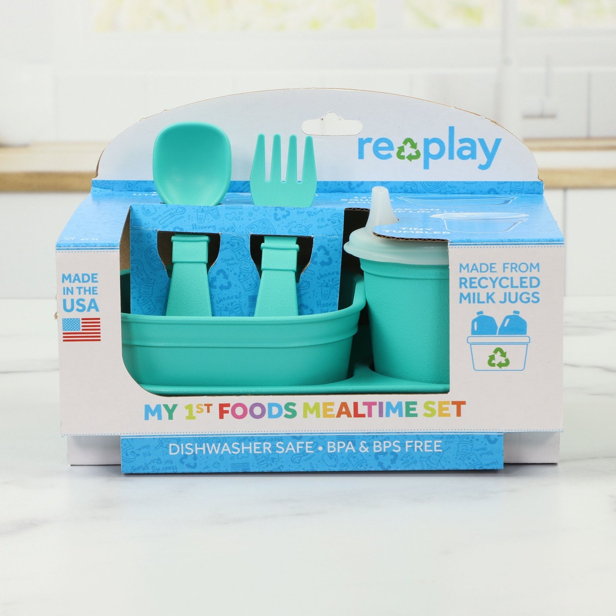 Re - Play Tiny Mealtime Set - Aqua (Min. of 2 PK, Multiples of 2 PK) - MAIGHAN DISTRIBUTION CANADA