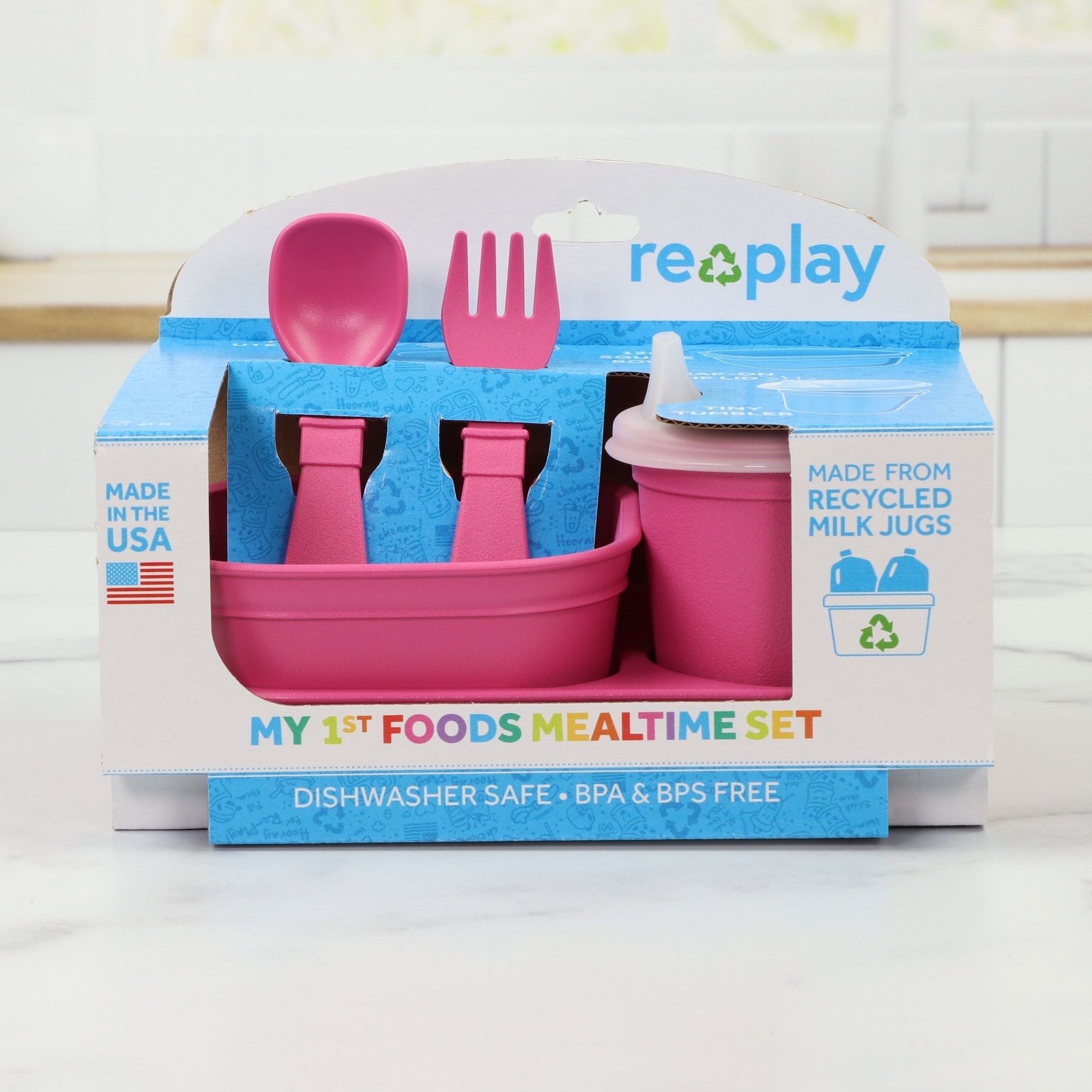 Re - Play Tiny Mealtime Set - Bright Pink (Min. of 2 PK, Multiples of 2 PK) - MAIGHAN DISTRIBUTION CANADA