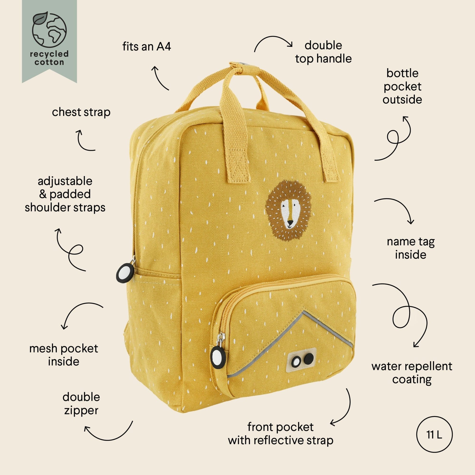 Trixie Backpack large - Mr. Lion (Min. of 2 PK, multiples of 2 PK) - MAIGHAN DISTRIBUTION CANADA